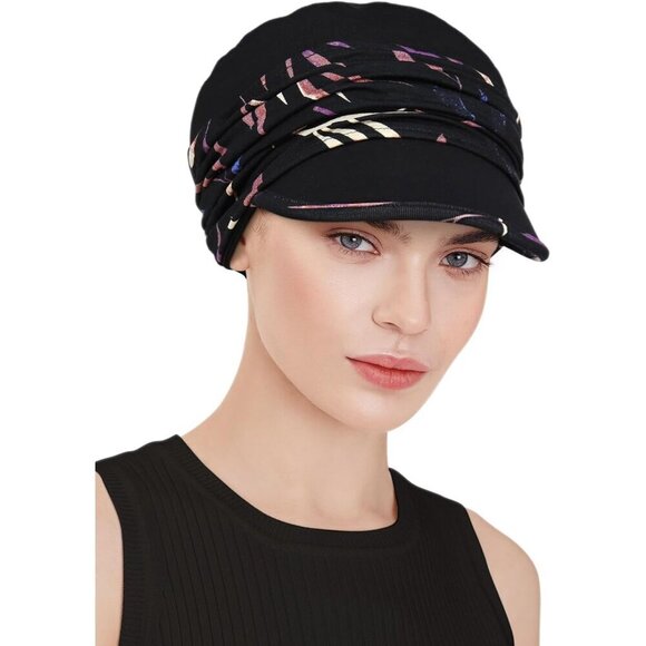 Women\'s Viscose Chemo Headwear Newsboy Cap Fall Winter Hat with Pink Ribbon main image 4